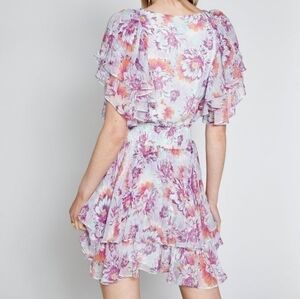 Gilner Farrar Finley dress kaleidoscope floral v neck mini sz S